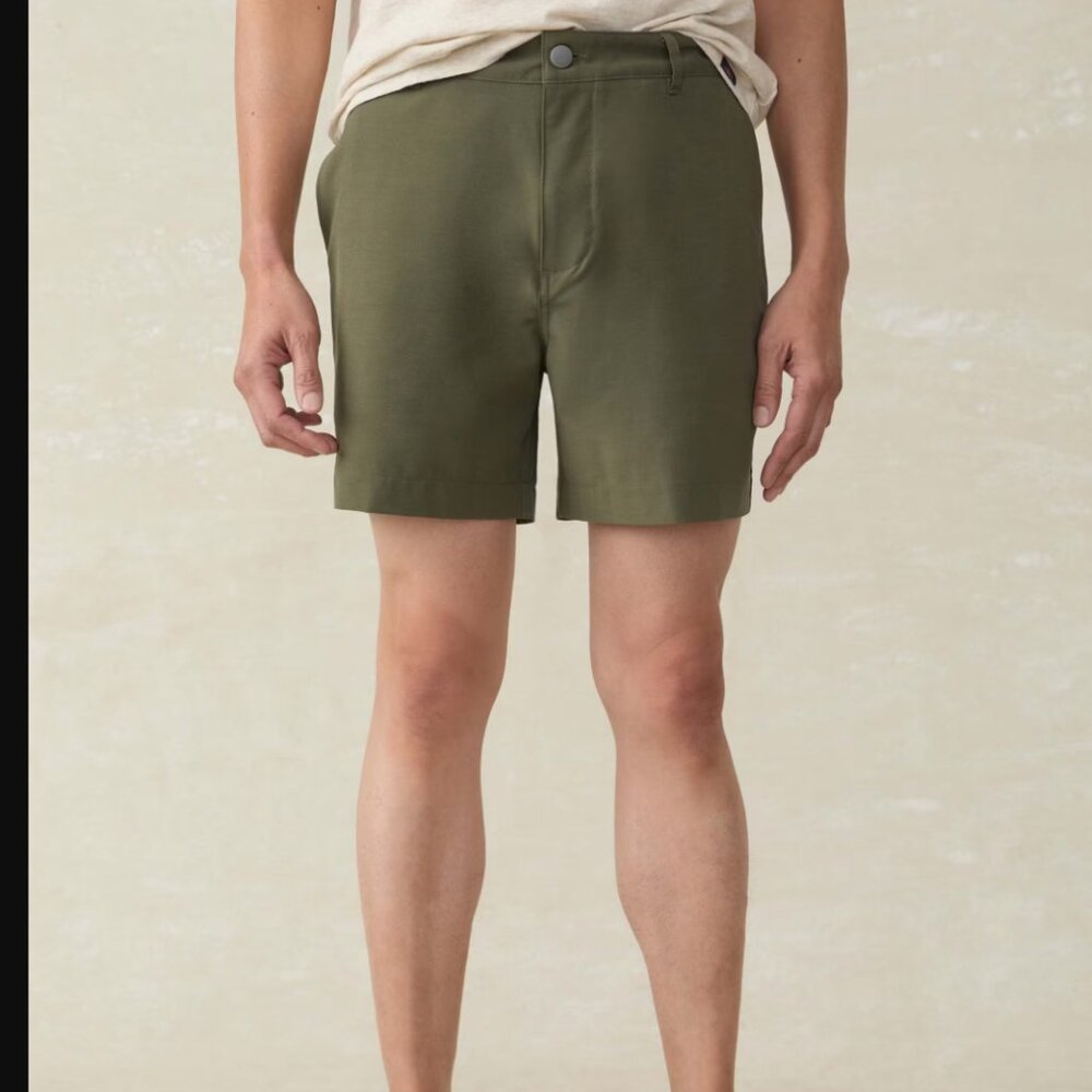 Faherty Olive Green Flat Front Men's Shorts
